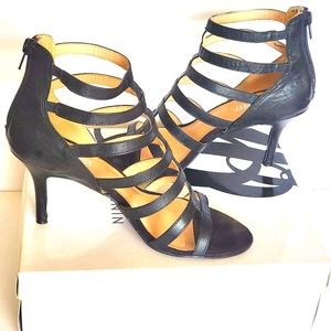 Nine West Women's Strappy, Black Soft Leather